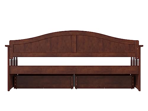 AFI, Nantucket Twin Size Wood Daybed Frame with 2 Storage Drawers, Walnut (Brown)