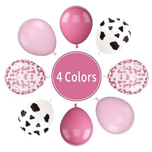 Paready Cow Balloons, 30PCS Pink Cow Balloons 12 Inch Pink Confetti and Cow Print Balloons Hot Pink and Light Pink Latex Balloons Pastel Pink Cow Balloons for Cow Party Girls Birthday Baby Shower