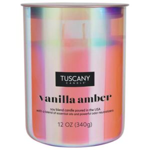 tuscany candle serene clean scented candle, vanilla amber, 12 oz