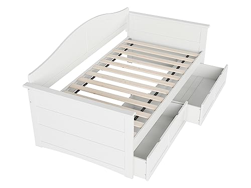 Acadia Twin Wood Daybed with Set of 2 Drawers in White