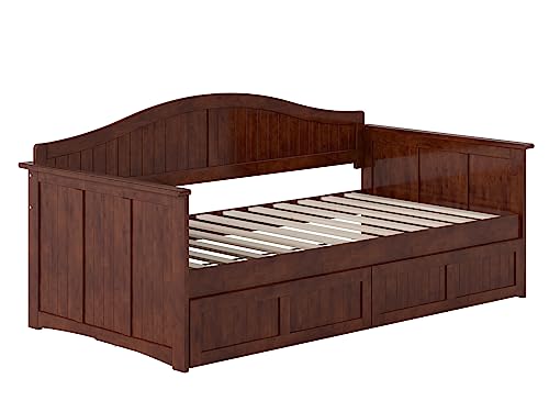 AFI, Nantucket Twin Size Wood Daybed Frame with 2 Storage Drawers, Walnut (Brown)