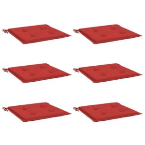 vidaxl outdoor garden chair cushions - set of 6, red, oxford fabric, comfortable seat cushions with securing ropes, 19.7"x19.7"x1.2"