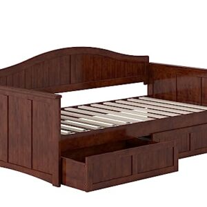 AFI, Nantucket Twin Size Wood Daybed Frame with 2 Storage Drawers, Walnut (Brown)