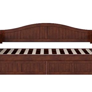 AFI, Nantucket Twin Size Wood Daybed Frame with 2 Storage Drawers, Walnut (Brown)