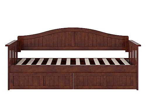 AFI, Nantucket Twin Size Wood Daybed Frame with 2 Storage Drawers, Walnut (Brown)