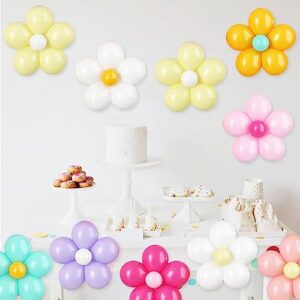 16 Set Daisy Flower Balloons DIY Kit,Pink White Yellow Latex Flower Balloon Party Decorations for Birthday Baby Shower Wedding Anniversary Daisy Groovy Fairy Flower Theme Decor