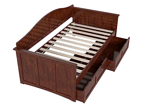 AFI, Nantucket Twin Size Wood Daybed Frame with 2 Storage Drawers, Walnut (Brown)