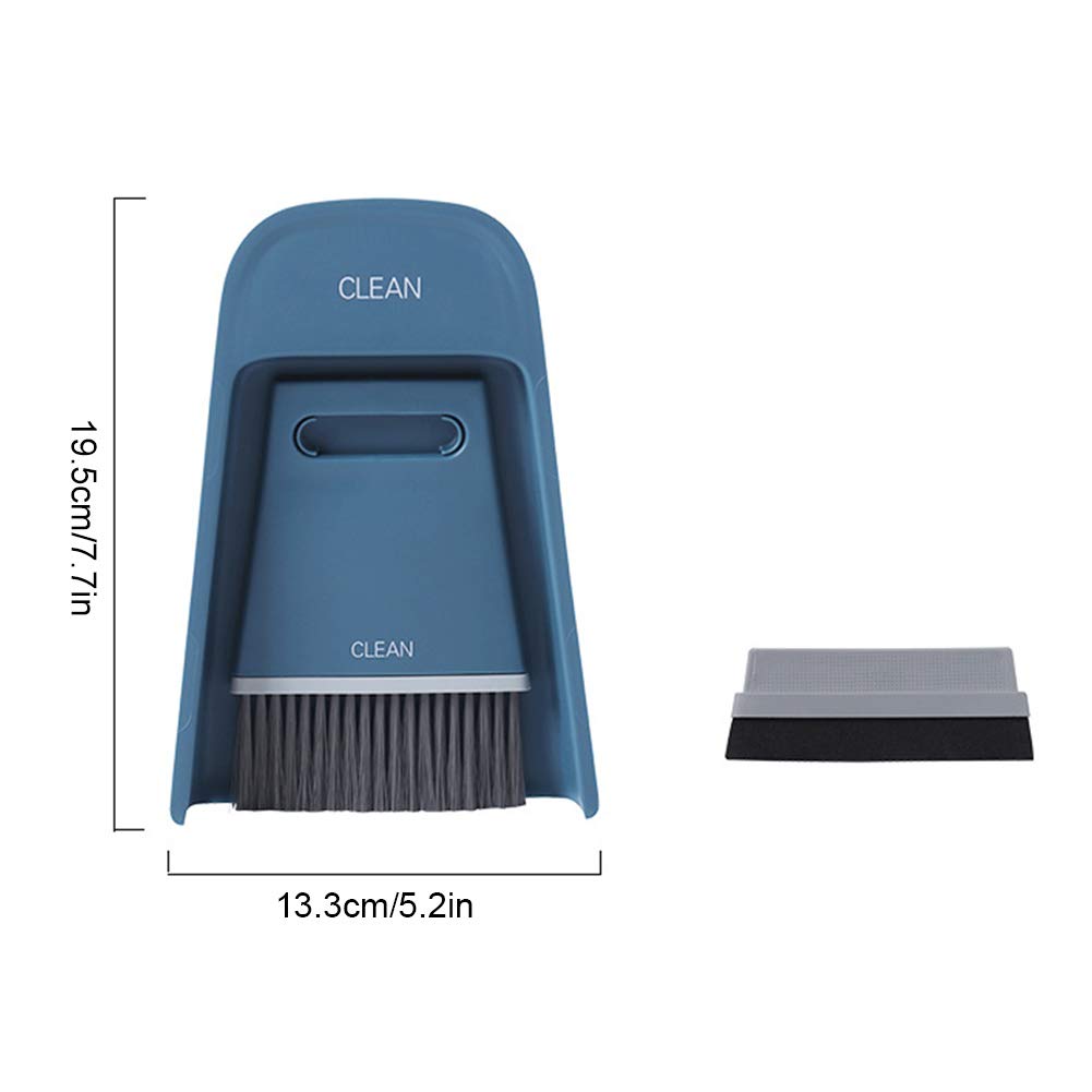 Dustpan Small Brush Hand Broom , Mini Dustpan Brush Nesting Tiny Cleanning Whisk Broom , Portable dusty Pan and Hand Broom for Home washing , Sofa , Desk , Guinea pigs Cage , Cat Litter etc(navy blue)