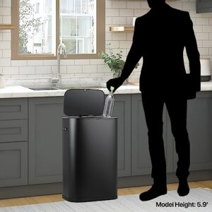 MoNiBloom 14.5-Gallon Touchless Automatic Motion Sensor Trash Can with Soft-Close Lid for Kitchen Bathroom Bedroom Living Room Home Office Dorm Fingerprint-Proof Garbage Container Bin Black 55-Liter