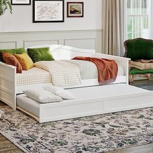 AFI, Acadia Twin Size Wood Daybed Frame with Twin Trundle, White