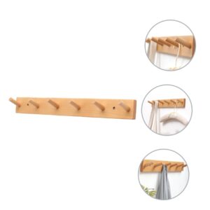 KONTONTY Clothes Hook Wood 6-Hook Wood Hook Rack Wood Wall Hook Rack Wooden Wall-Mounted Rack Hook 6-peg Wood Hook Coat Rack with Pegs Solid Wood 6-peg Rack