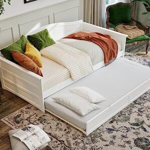 AFI, Acadia Twin Size Wood Daybed Frame with Twin Trundle, White