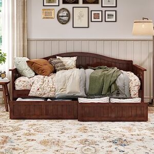 AFI, Nantucket Twin Size Wood Daybed Frame with 2 Storage Drawers, Walnut (Brown)