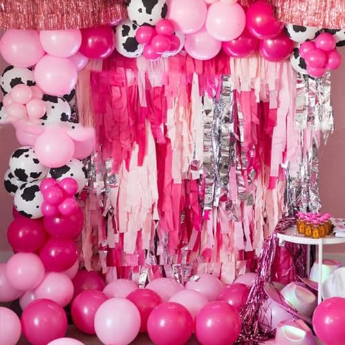 Paready Cow Balloons, 30PCS Pink Cow Balloons 12 Inch Pink Confetti and Cow Print Balloons Hot Pink and Light Pink Latex Balloons Pastel Pink Cow Balloons for Cow Party Girls Birthday Baby Shower