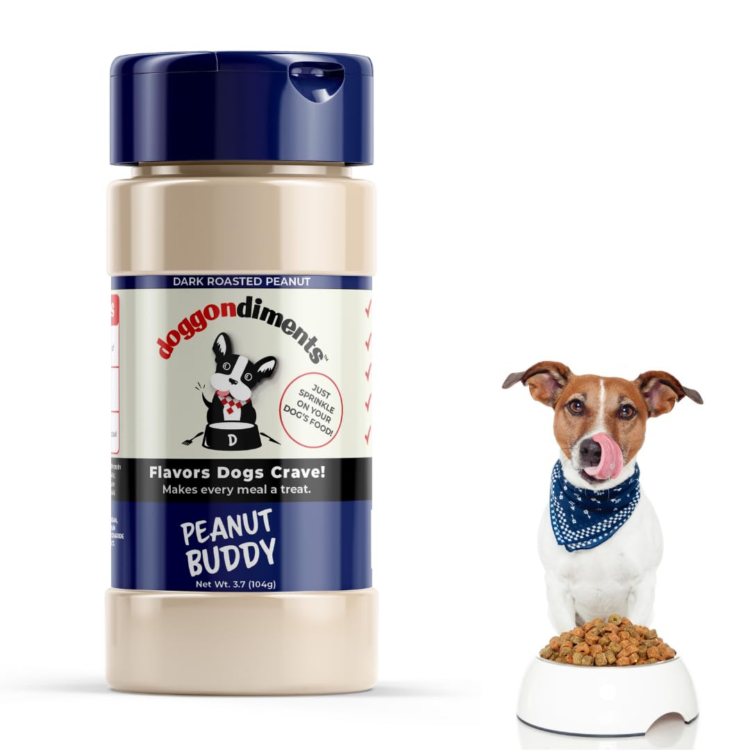 Doggondiments Peanut Buddy Roasted Peanut Flavor Dog Food Topper, Fun People Food Flavors, Made in USA, Non-GMO, No Added Salt