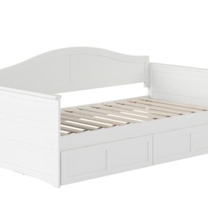 Acadia Twin Wood Daybed with Set of 2 Drawers in White