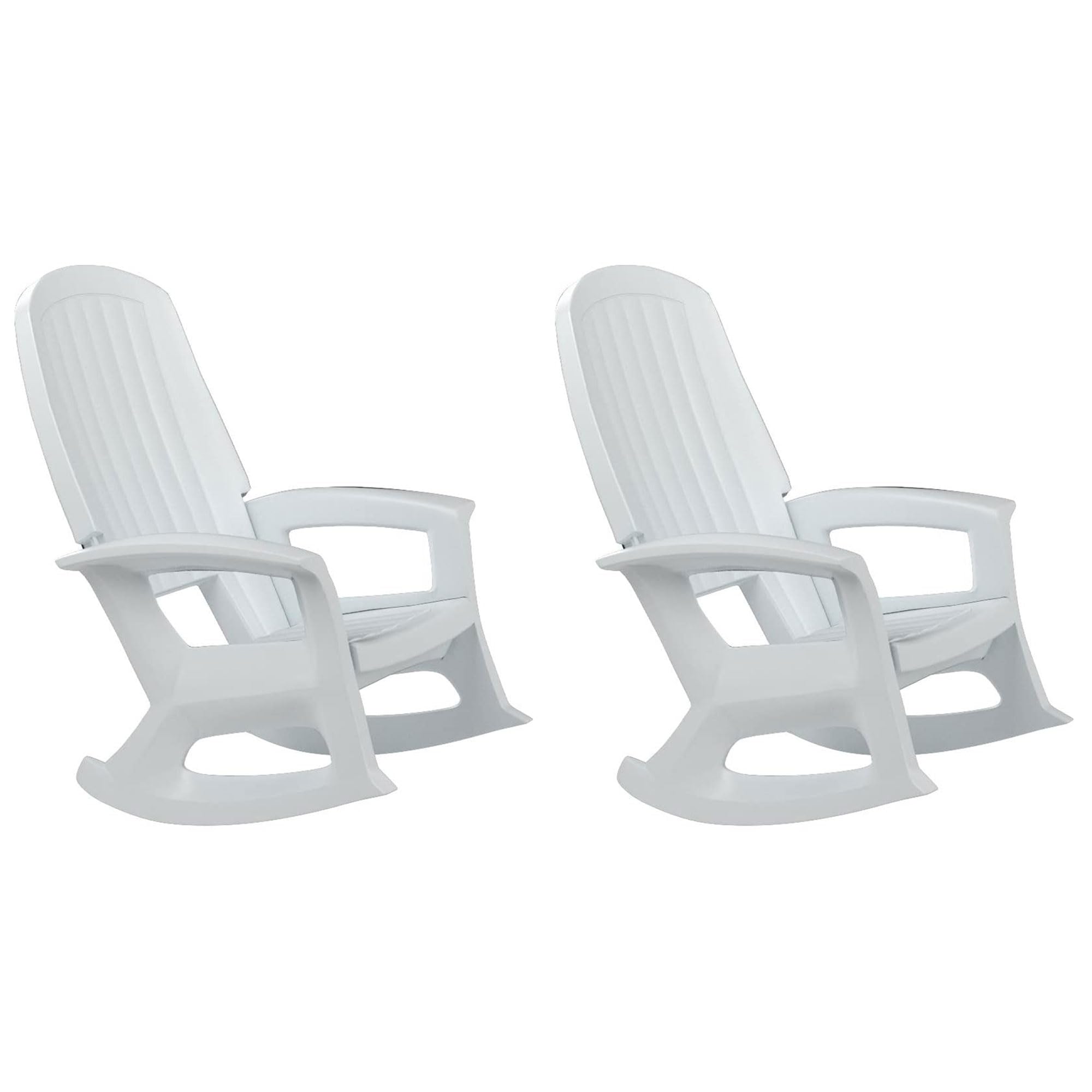 Semco Rockaway Heavy-Duty Outdoor Rocking Chair w/Low Maintenance All-Weather Porch Rocker & Easy Assembly for Deck and Patio, White (2 Pack)