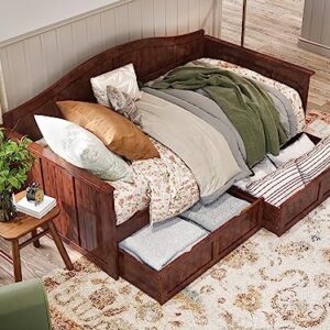 AFI, Nantucket Twin Size Wood Daybed Frame with 2 Storage Drawers, Walnut (Brown)