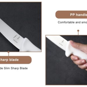 YAOHUA Boning Knife with Sheath Butchering Multipurp Mincing Meat Trimming Knives,7“Hard blade, white