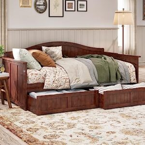 AFI, Nantucket Twin Size Wood Daybed Frame with 2 Storage Drawers, Walnut (Brown)