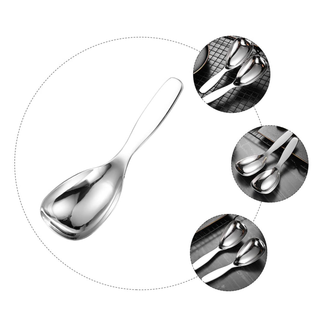 Mikinona Serving Spoon Serving Spoon Appetizer Spoons Metal Serving Spoons Stainless Steel Serving Utensils Non Stick Rice Scooper Potato Spoon Food Service Spoon Reusable Rice Spoon Potato