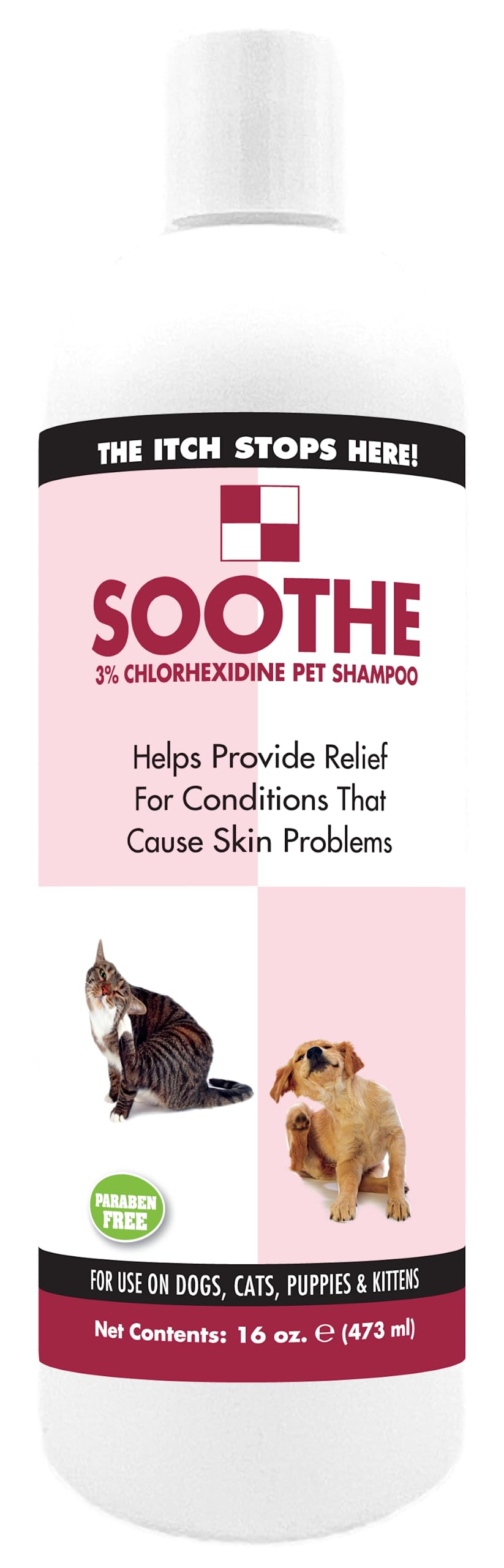 Soothe Itch Relief Pet Shampoo for Dogs & Cats 16 oz. | Antiseptic | Antifungal | Cools Red, Inflamed Skin | Made in USA