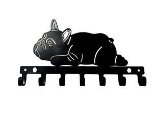 ctpeng dog leash holder for wall,decorative leash holder wall mount with 7 hooks,black metal key organizer rack dog leash hanger for entryway,front door,hallway ＆ office(10.83x6.1 inches)