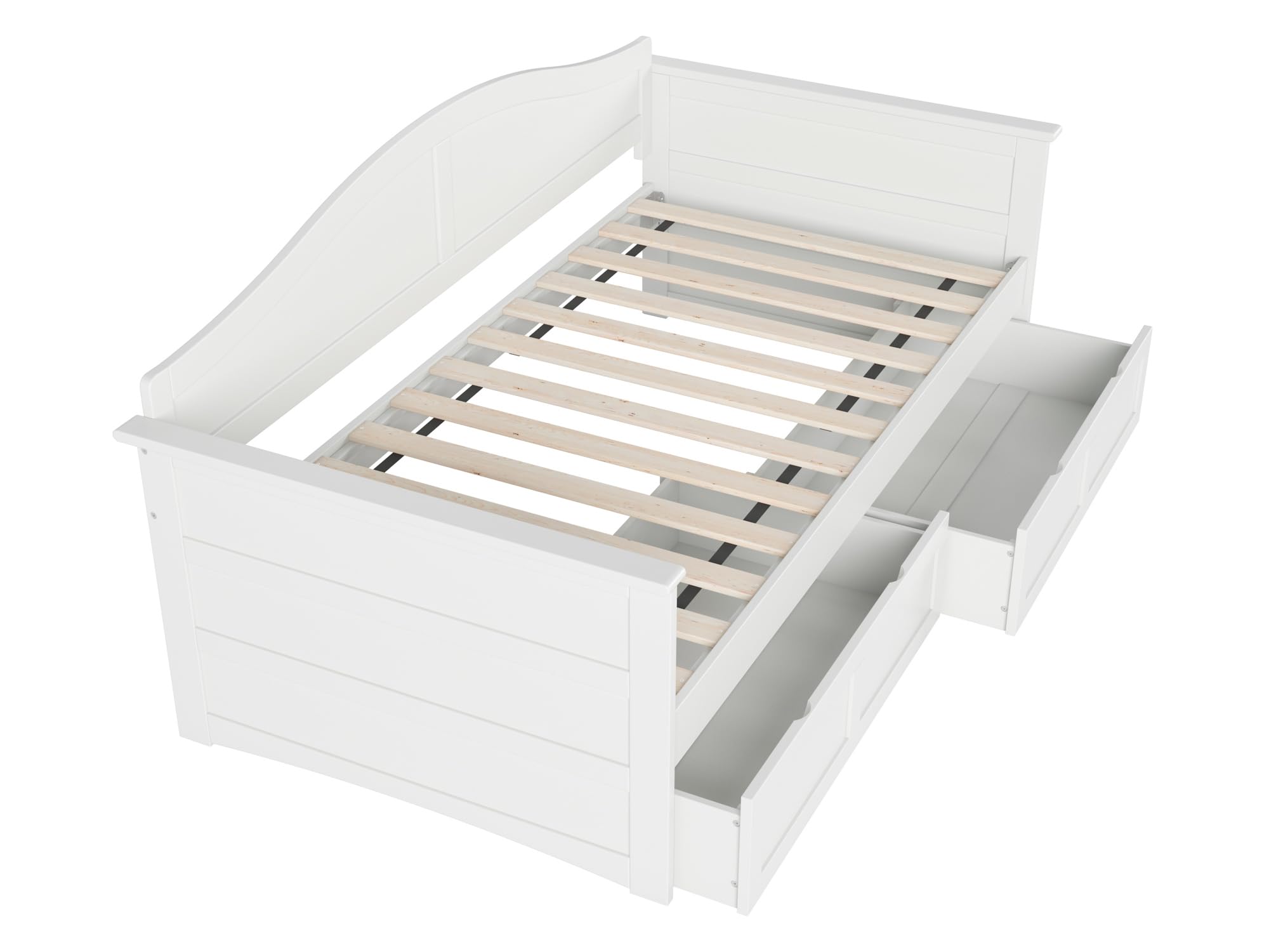 Acadia Twin Wood Daybed with Set of 2 Drawers in White