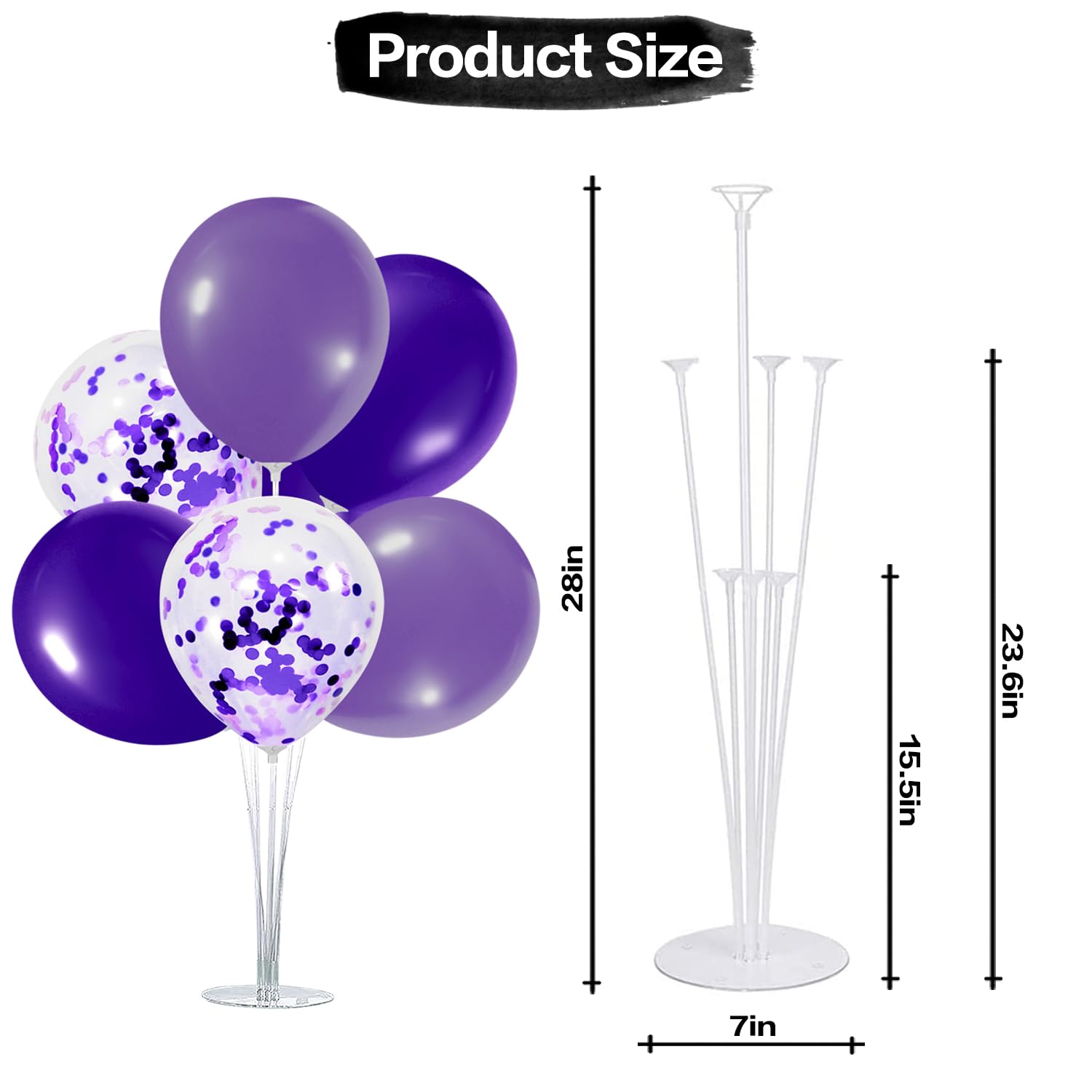 Nelbiirth Purple Balloon Stands Kit,Table Balloon Stand Holder Centerpieces - Perfect for Birthday/Retirement/2024 Graduation/Anniversary Party Occasions Decorations. - 2 Sets