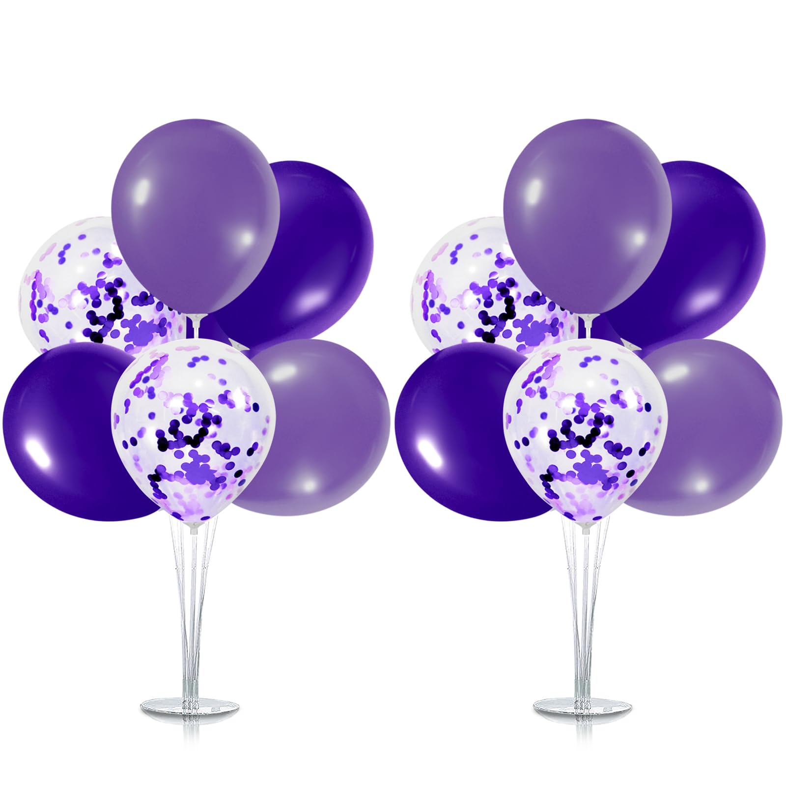 Nelbiirth Purple Balloon Stands Kit,Table Balloon Stand Holder Centerpieces - Perfect for Birthday/Retirement/2024 Graduation/Anniversary Party Occasions Decorations. - 2 Sets