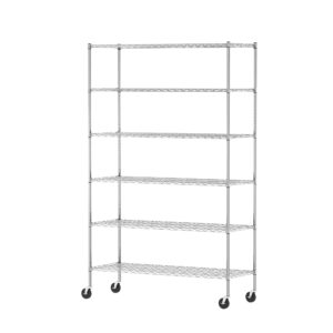 furinno wayar metal storage shelf rack, 6 tiers, 48-inch, stainless steel