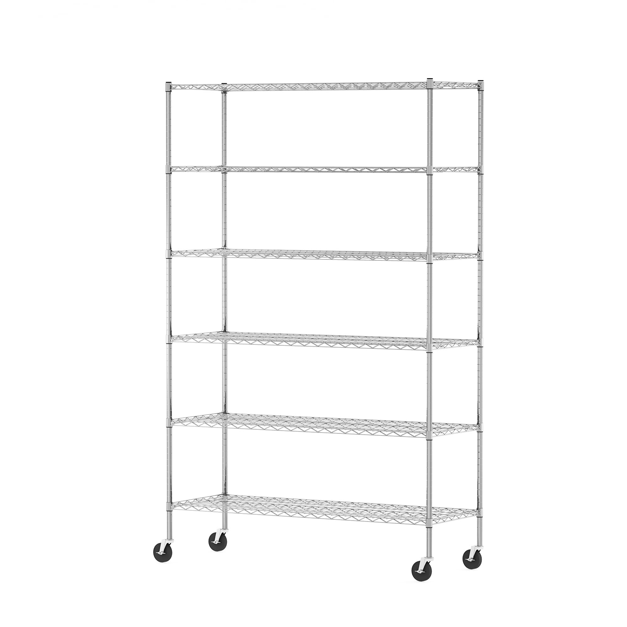 Furinno Wayar Metal Storage Shelf Rack, 6 Tiers, 48-Inch, Stainless Steel