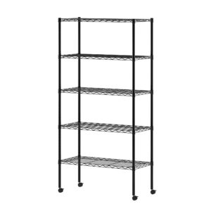 furinno wayar 5-tier metal storage shelf rack, 30 x 14 x 60, black