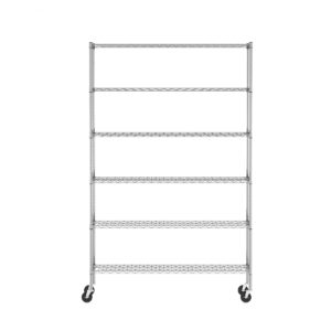 Furinno Wayar Metal Storage Shelf Rack, 6 Tiers, 48-Inch, Stainless Steel