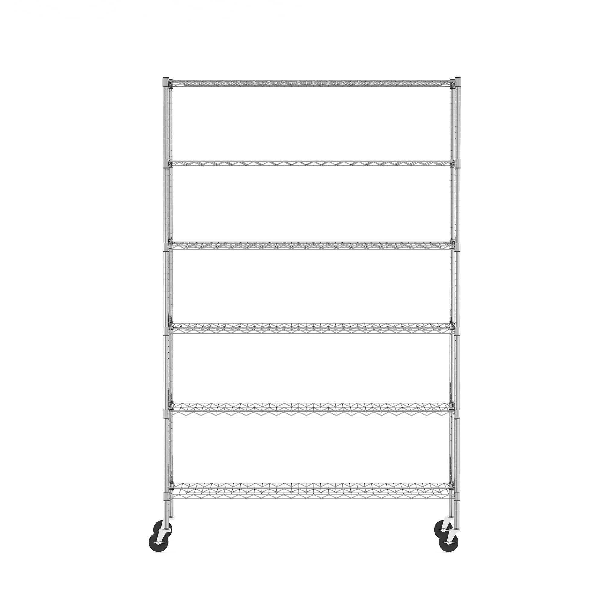 Furinno Wayar Metal Storage Shelf Rack, 6 Tiers, 48-Inch, Stainless Steel