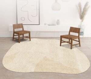 beige modern minimalist abstract area rug for living room bedroom dining room boho soft home office 8x10 carpet shaped bahtroom kitchen runner rug