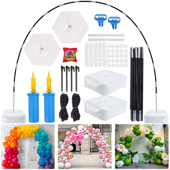 JOYYPOP Improved Balloon Arch Kit, 10ft Wide & 9ft Tall Balloon Arch Stand with Base for Birthday Baby Shower Graduation Party Decorations Wedding Supplies With 2 Handheld Pumps