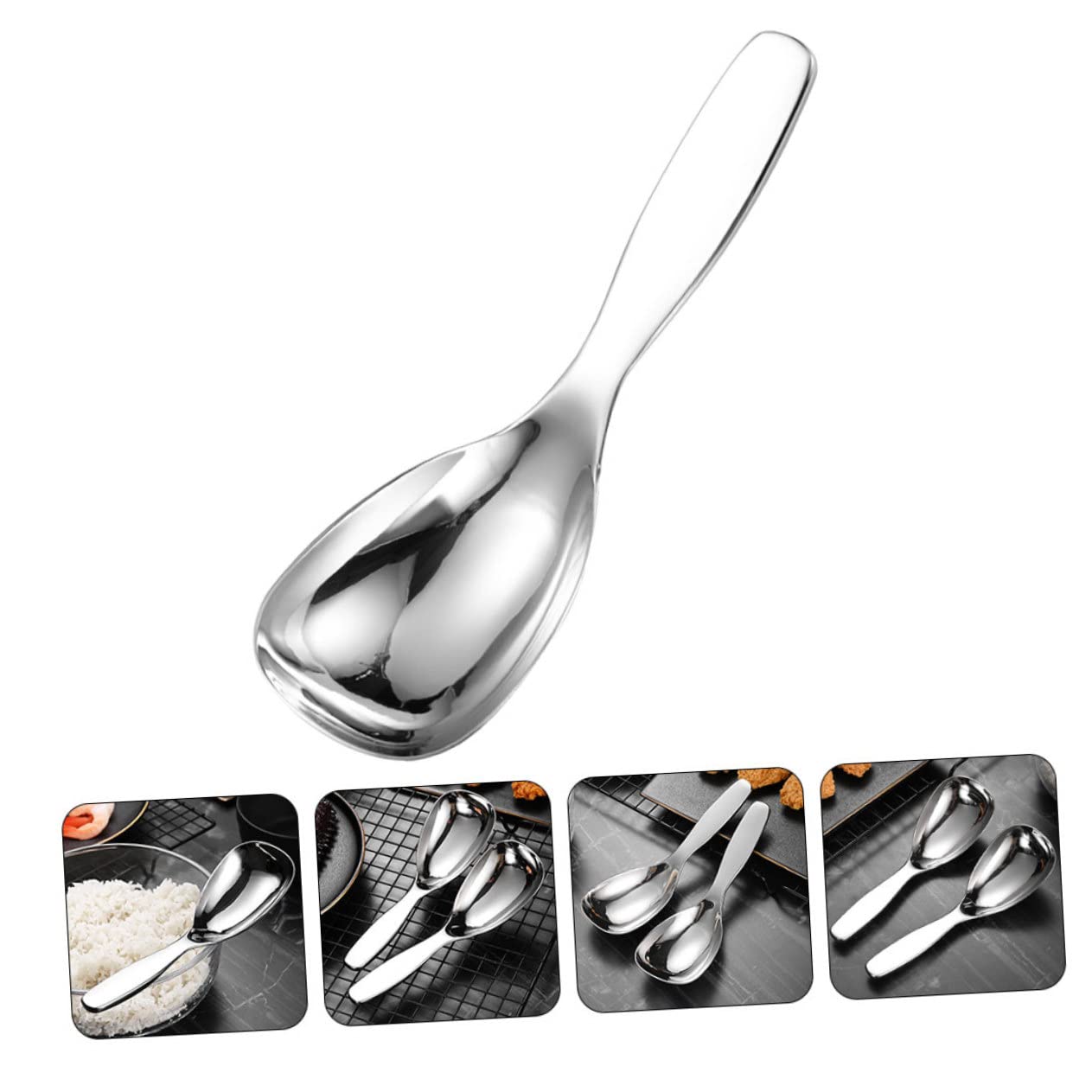 Mikinona Serving Spoon Serving Spoon Appetizer Spoons Metal Serving Spoons Stainless Steel Serving Utensils Non Stick Rice Scooper Potato Spoon Food Service Spoon Reusable Rice Spoon Potato