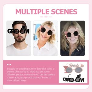 Gadpiparty 2pcs Bride Groom Glasses Bridal Shower Supplies Wedding Shower Eyewear Bachelor Party Sunglasses Bachelorette Diamond Decor Wedding Shower Eyeglasses Flash Plastic Bridegroom