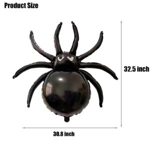 6 Pcs Halloween Black Spider Balloons,3D Realistic Giant Banner Backdrop Curtain for Birthday Happy Halloween Day of Dead Home Party Decorations