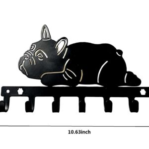 Ctpeng Dog Leash Holder for Wall,Decorative Leash Holder Wall Mount with 7 Hooks,Black Metal Key Organizer Rack Dog Leash Hanger for Entryway,Front Door,Hallway ＆ Office(10.83X6.1 inches)