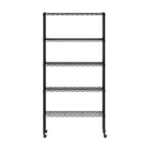 Furinno Wayar 5-Tier Metal Storage Shelf Rack, 30 x 14 x 60, Black