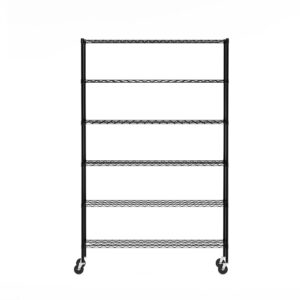 Furinno Wayar 6-Tier Metal Storage Shelf Rack, 48 x 18 x 78, Black