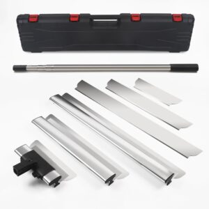 drywall skimming blade set - drywall tools with 12", 22” & 32" skimming blades and 35"-81" extension handle, stainless steel drywall knife set, extruded aluminum, high-impact end caps