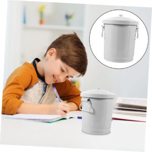 CHILDWEET Metal Trash Can with Lid Metal Container Office Trash Can Candy Tin Kitchen Compost Bin Desktop Garbage Can Make up Brush Holder Organizer Trash Storage Can Office Trash Container