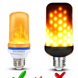 BHCORNER Smaller Size LED Flame Effect Light Bulbs - Halloween Decorations Outdoor Light Bulbs,E26/E27 Base Christmas Flickering Light Bulbs,Halloween Deco Night fire Light Bulb (2 Pack)