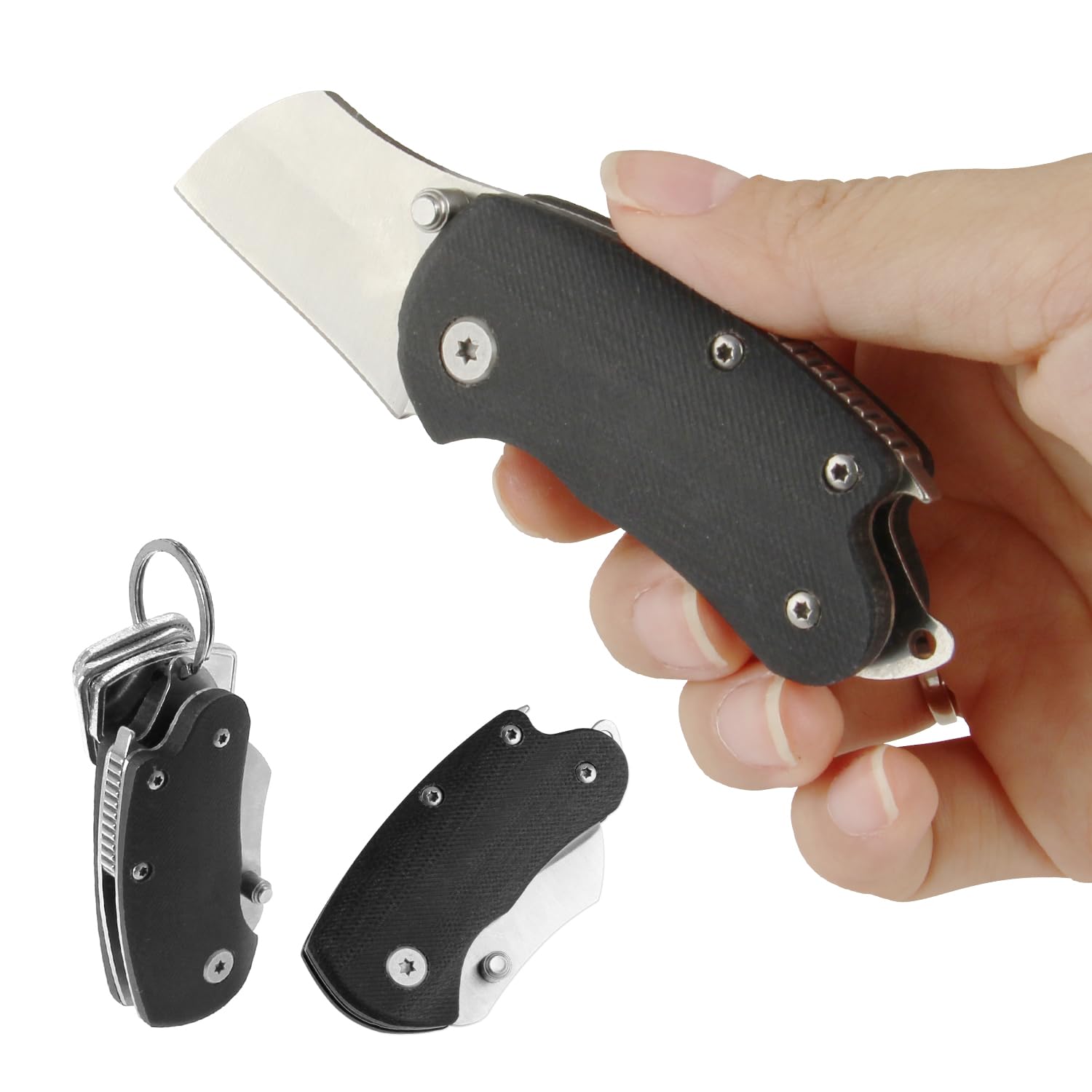 BYKCO Small Folding Pocket Knife, G10 Handle Small EDC Knife, 1.8 Inch Blade Mini Keychain Knife with Bottle Opener, Perfect EDC Tool for Women Teens Men(1 Pack, BG102)