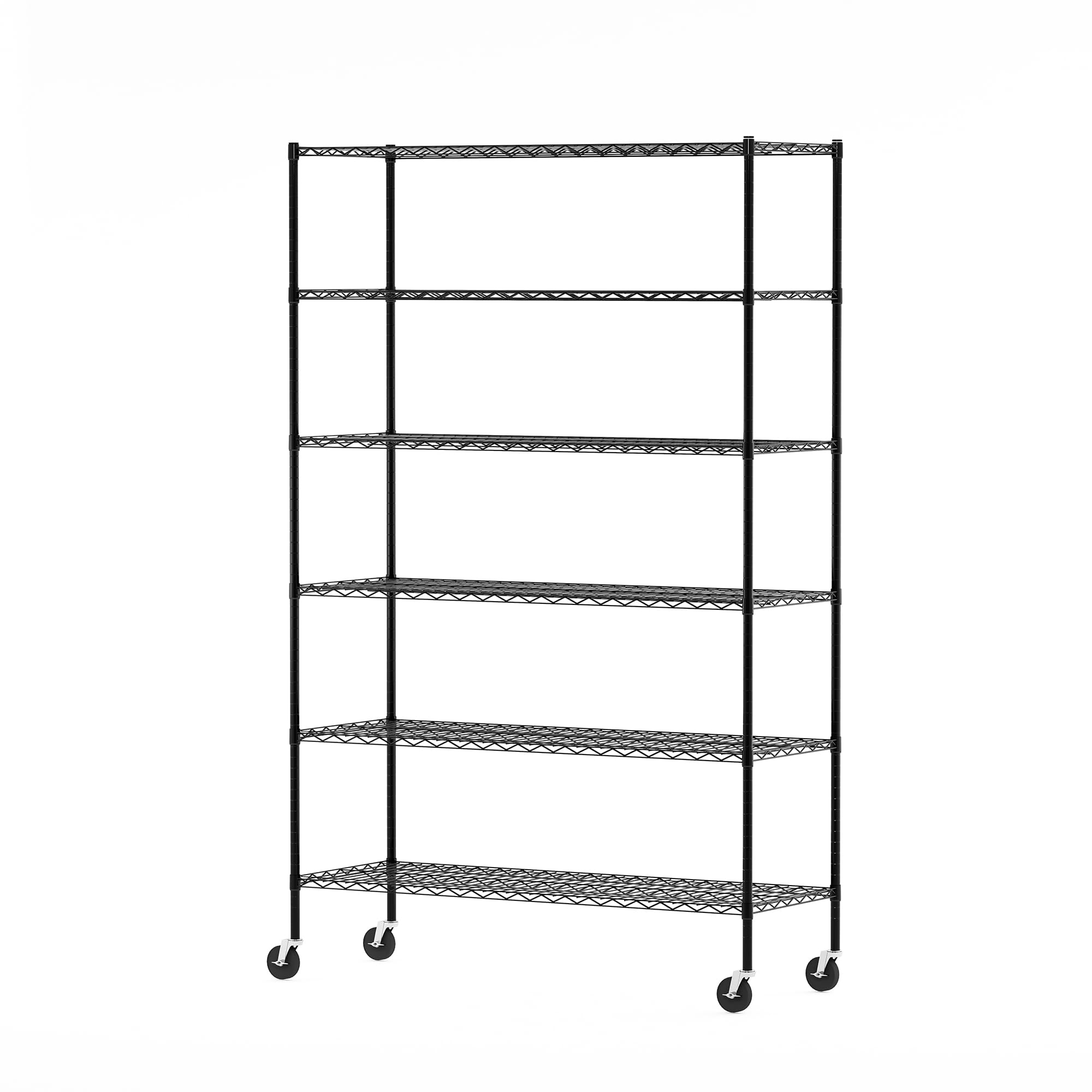 Furinno Wayar 6-Tier Metal Storage Shelf Rack, 48 x 18 x 78, Black