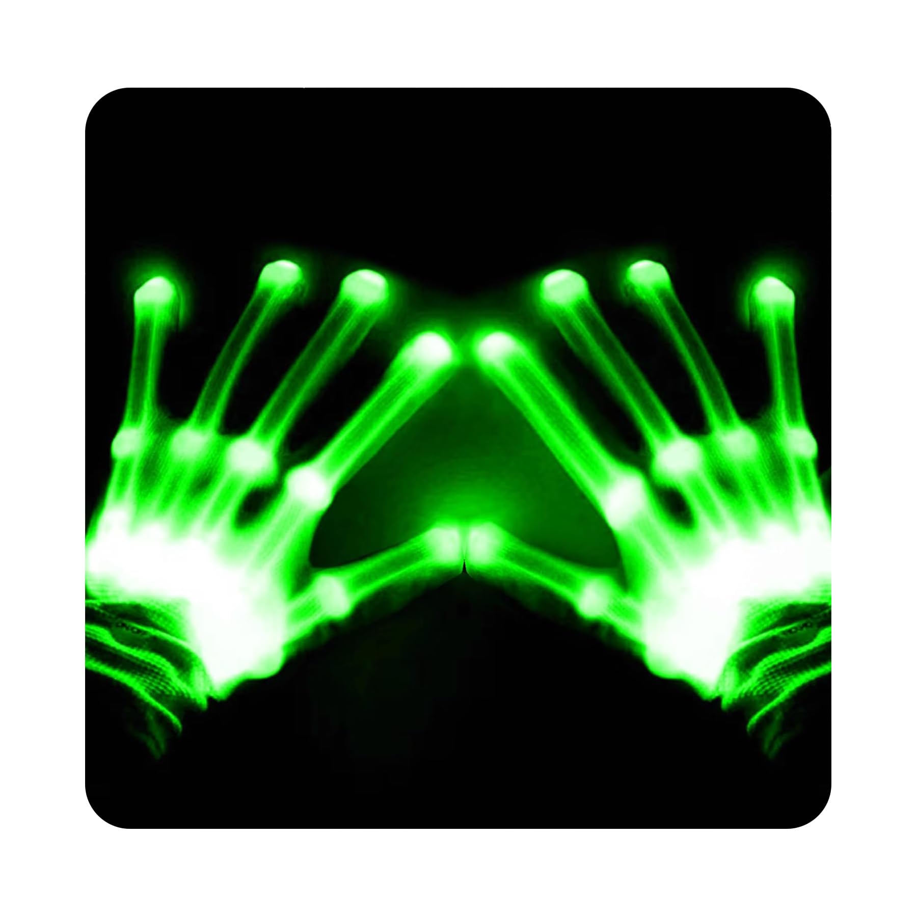 COTRUERE Led Gloves Light Up Cool Finger Toys Christmas Halloween Birthday Party Rave Flashing Gifts for Kids Teens Adults (Green)