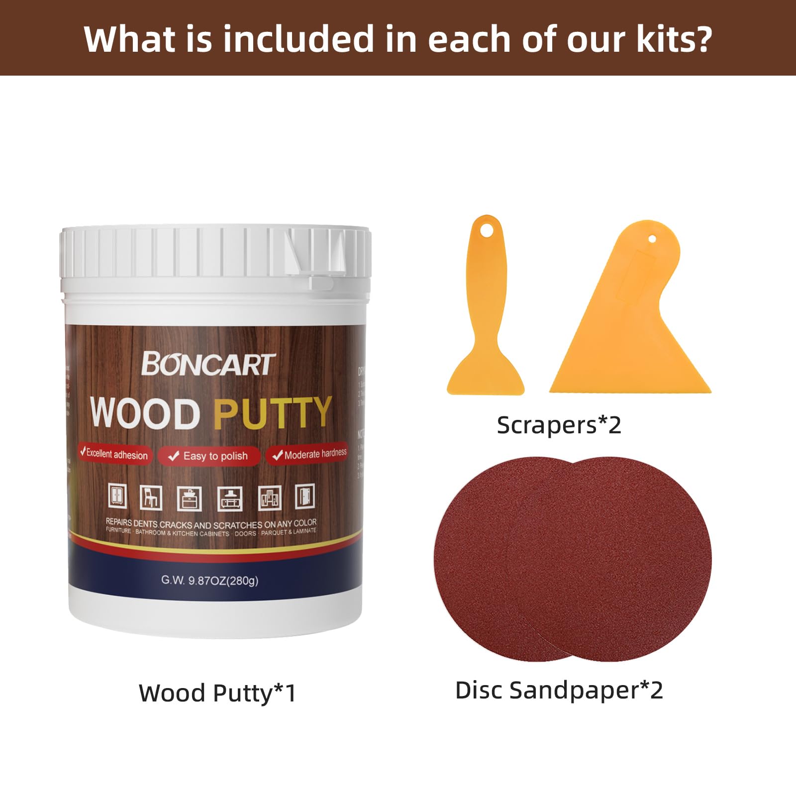 BONCART Wood Filler,Wood Putty,Wood Filler Paintable,Wood Repair Putty Stainable,9.87 Ounce White wood filler,Wood furniture repair kit,Quickly repair any broken and defective wooden furniture